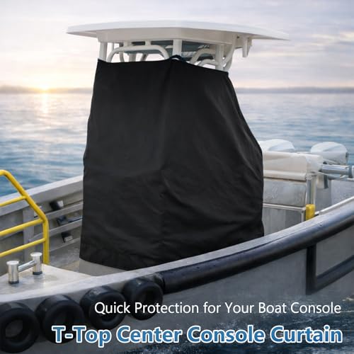 T-Top Center Console Cover for Boat - 600D Waterproof Marine Grade Canvas, Heavy Duty (Black, 48" W x 69" L x 71" H)
