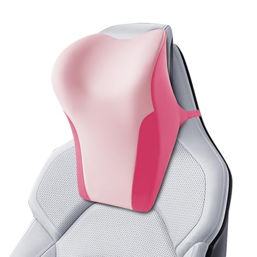 BABUR Car Headrest Pillow | Ergonomic Memory Foam Neck Shoulder Support Pillow with Adjustable Design & Enlarged Surface | Pain Relief for Driving Travel Sleeping | Pink1 Pack - color: Pink