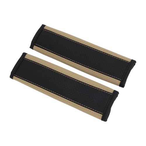 Black Beige Seat Belt Cover Pad Faux Leather 24cm Seatbelt Strap Cushion Shoulder Padding 2 Pcs - color: Black,Beige