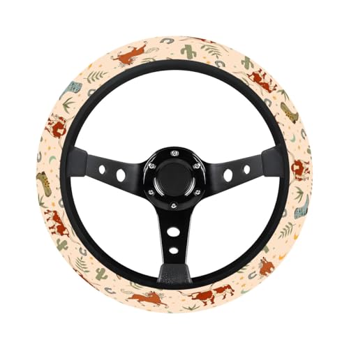 GENANY Cowgirl Western Steering Wheel Cover, Non Slip Polyester Car Wheel Protector for Car SUV Truck, Universal 15 Inch - color: Cowgirl