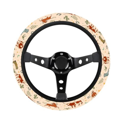 GENANY Cowgirl Western Steering Wheel Cover, Non Slip Polyester Car Wheel Protector for Car SUV Truck, Universal 15 Inch - color: Cowgirl