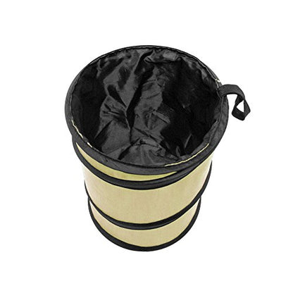 FH Group Automotive Waterproof Portable Collapsible Small Trash Can Garbage Container fits Most Cars,Waterproof,Polyethylene, SUVs, and Trucks Beige - color: Beige, style: Small