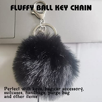7 Pieces Fluffy Car Accessories Set, Cute Fluffy Steering Wheel Cover Set Faux Wool Seatbelt Shoulder Pads Auto Center Console Armrest Pads Fuzz Handbrake Cover Gear Shift Cover Furry Keychain(Black) - color: Black