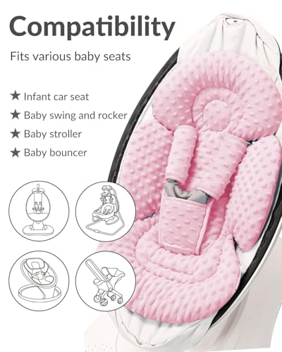 Generic Infant Insert Compatible with Mamaroo Swing & Graco Swing and Infant Car Seat, Newborn Insert Baby Head Body Support, Reversible Design, Breathable Soft Fabric, 1Pcs - Dots, Pink - color: Dots, Pink