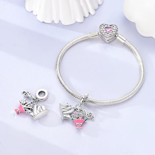 NARMO Charms for Bracelets 925 Sterling Silver Star Dangle Charms Car Keys Lipstick Dangle Charm Beads for Women Bracelets Necklace - color: Opera House