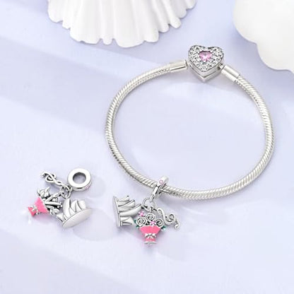 NARMO Charms for Bracelets 925 Sterling Silver Star Dangle Charms Car Keys Lipstick Dangle Charm Beads for Women Bracelets Necklace - color: Opera House