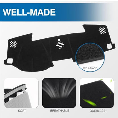 KUST Black Dash Cover for Toyota Camry (XV50)/ Camry Hybrid 2012-2017 (Not fits Dashboard with Set Time Clock) Polyester Dashboard Cover Non-Slip Interior Accessories for Camry Dash Mat No Glare