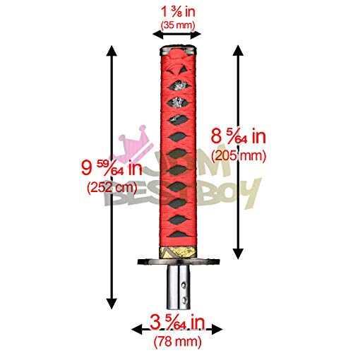 JDMBESTBOY Samurai Sword Red Black Shift Knob Shifter Alloy Katana Adapters Universal 20cm - color: Red Black, size: 20cm