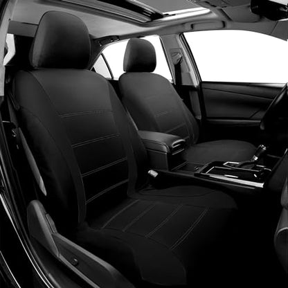 Car Seat Covers, 100% Breathable with Composite Sponge Inside, Airbag Compatible Universal Fit Accessories Auto for Cars, Trucks, Sedan, Van, SUVs (Black, 21PCS Full Set)