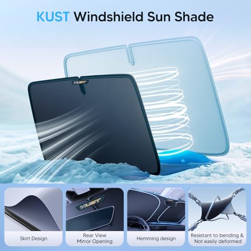 KUST Windshield Sun Shade for 2017-2023 Tesla Model 3 Accessories Sunshade Window Sun Visor Protector Foldable Blocks UV Rays Keep Your Car Cooler(Not for 2024 Model 3) - size: FOR | Tesla Model 3 2017-2023