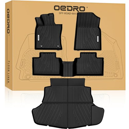 OEDRO Floor Mats & Cargo Mat Fit for 2025 2026 Toyota Camry (Include Hybrid/LE/SE/XLE/XSE), TPE All Weather Custom Fit 2025 Camry Floor Liners 1st & 2nd Row Car Mats Accessories, Black - style: 2025-2026 Camry Floor Mats Set