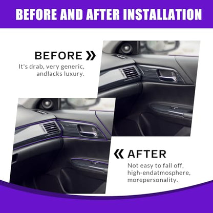 Car Interior Moulding Trim Strips, 33Ft/10M Universal Electroplating Decoration Filler Insert Strips, Styling Dashboard DIY Flexible Strip with Installing Tool (Purple)