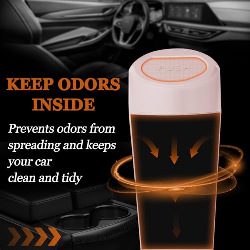 Car Trash Can with Lid, Leakproof Garbage Can with 40 Attached Trash Bags, Mini Essential Car Accessories for Interior for Car,SUV, Home, Office (Sakura Pink) - color: Sakura Pink