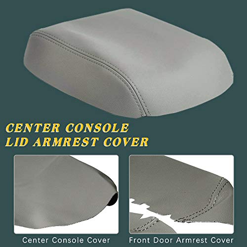A ABIGAIL Center Console Armrest Cover Replacement for 2009 2010 2011 2012 2013 2014 2015 Honda Pilot Auto Leather Suture Console Lid Cover Replacement (Gray) - color: Gray, size: Front & Center