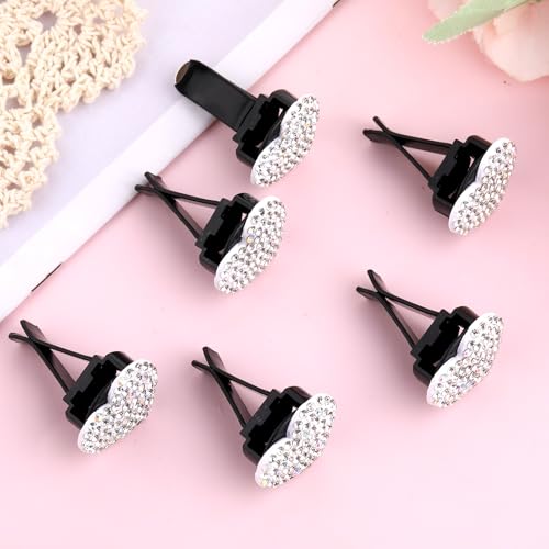 6PCS Bling Heart Car Vent Clips, Crystal Heart Air Freshener Vent Clips, Rhinestone Air Conditioning Outlet Clip, Universal Car Air-Conditioning Fresh Clip for Women, Heart-Decoration for All Vehicles