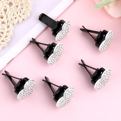 6PCS Bling Heart Car Vent Clips, Crystal Heart Air Freshener Vent Clips, Rhinestone Air Conditioning Outlet Clip, Universal Car Air-Conditioning Fresh Clip for Women, Heart-Decoration for All Vehicles