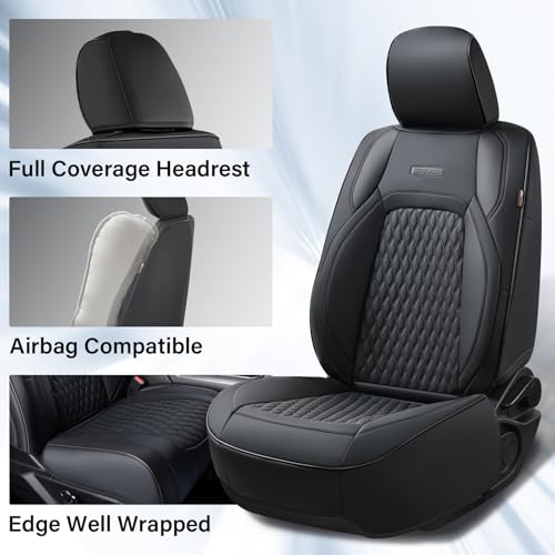 Coverado Seat Covers Dodge RAM 1500, Waterproof Leatherette Seat Covers for Car Compatible with 2009-2018 Dodge Ram 1500, 2010-2024 Ram 2500 3500 Dodge RAM Trucks, Curved Front/Black - color: Black, size: Curved Front&No Rear