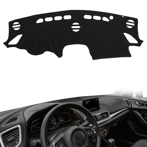 AUQDD Dashboard Cover Mat Fit for 2014 2015 2016 2017 2018 Ma-zda 3, Black Flannel Dash Mat, Anti-Glare, Anti-Reflection, No Peculiar Smell - Fits Vehicle Without HUD Models - color: Black, size: Fit For 14-18 Ma-zda 3