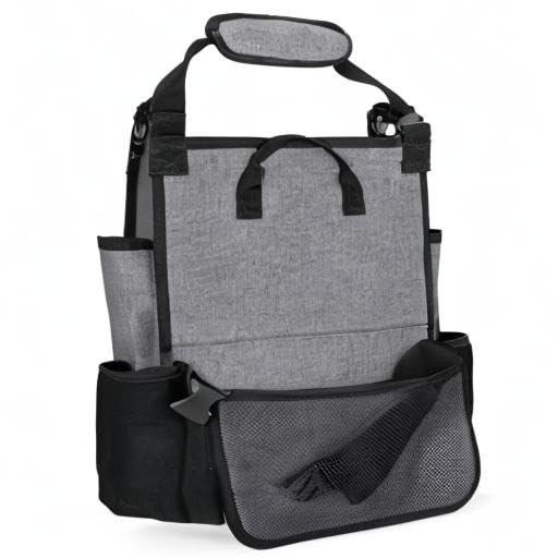 LUXJA Car Front Seat Organizer with Cover and Laptop Sleeve, Car Seat Organizer with Back Adjustable Straps, Gray - color: Gray