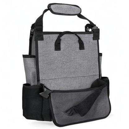 LUXJA Car Front Seat Organizer with Cover and Laptop Sleeve, Car Seat Organizer with Back Adjustable Straps, Gray - color: Gray