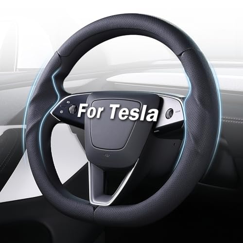 Steering Wheel Cover for Tesla Model 3 Highland(2024-Present)/ Model Y Juniper(2025-Present),Anti-Slip,Comfortable Grip,Breathable,Customized for Tesla Model 3/Y Accessories,Nappa Black - color: Nappa Black, size: For Model 3 (2024-2026) / Model Y (2025-2
