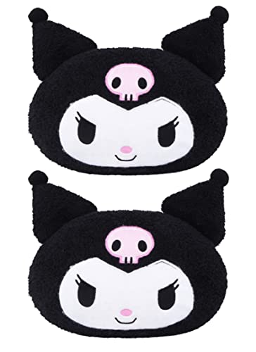 Roffatide Anime Kuromi Cartoon Car Neck Pillow 2 Pcs Plush Auto Head Neck Rest Cushion for Chairs, Recliners, Driving Seats Black (LYS10106) - color: C 2 Pc Car Neck Pillow