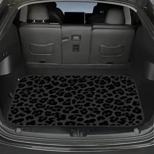 Universal Car Trunk Mat 29" x 39", Black Fashion Leopard All Weather Trunk Protection Cargo Liner, Durable Cargo Mat Rear Trunk Liner, Stylish Vehicle Interior Accessories Suitable for Most Car Models
