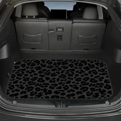 Universal Car Trunk Mat 29" x 39", Black Fashion Leopard All Weather Trunk Protection Cargo Liner, Durable Cargo Mat Rear Trunk Liner, Stylish Vehicle Interior Accessories Suitable for Most Car Models