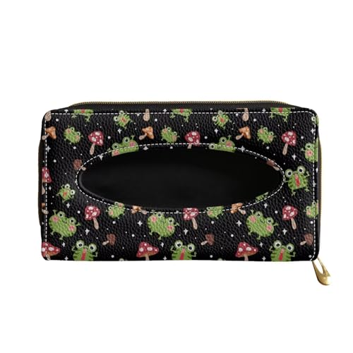 Frog Mushroom Leather Tissue Holder Car Mask Holder PU Leather Car Standard Tissue Holder Durable Visor Tissue Holder Car Visor Accessories Universal Fit Most Cars - color: Frog Mushroom