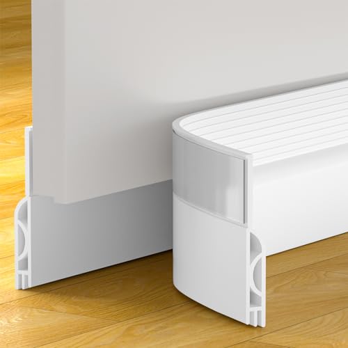 Door Draft Stopper, Door Sweep for Bottom of Door, Weather Stripping Door Seal Gap Filler Bottom Blocker Soundproof Cold Air Insulation Save Energy Installs Quickly and Easily (White, 39‘’) - color: White, size: 39‘’