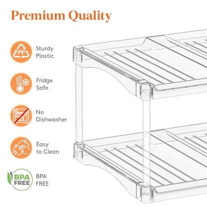 Lifewit Stackable Bottle Storage Organizer, Clear Freestanding Wine Holder for Cabinet, Large Slot Water Bottle Tumbler Cup Organizer for Pantry, Plastic Wine Rack for Fridge Cellar, 2Tier Hold 6 - size: 2 Tier-6 Bottle