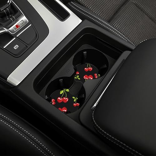 Cherry Hearts Red Steering Wheel Cover Cherry Hearts Red Steering Wheel Cover Car Women Breathable Universal for 14-15 Inch Anti-Slip 2 Pieces Car Coasters for Men Women - color: 1-Cherry Hearts