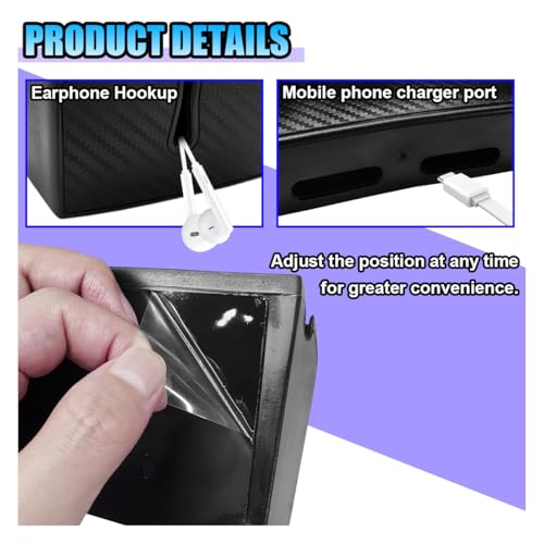 Universal Carbon Fiber Car Storage Box - Multifunctional Cell Phone Holder Auto Dashboard Pocket Organizer with Sticky - Car Interior Accessories for Storing Phone Card Key Pen Coin (Long)