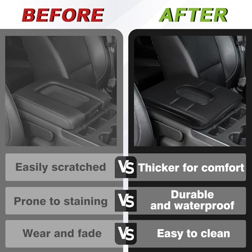 Center Console Armrest Cover Fit for Chevy Silverado & GMC Sierra 1500 2500 3500HD 2014-2018 Accessories, Comfort Armrest Pad Console Lid Cushion Vegan Leather Regular Thick(Split Bench Seat) - size: 1) 14-18 |Silverado & Sierra| Jump Seat, Regular