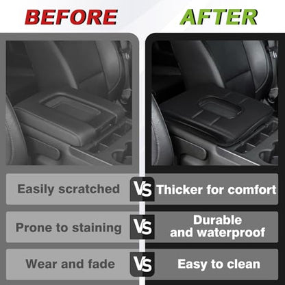 Center Console Armrest Cover Fit for Chevy Silverado & GMC Sierra 1500 2500 3500HD 2014-2018 Accessories, Comfort Armrest Pad Console Lid Cushion Vegan Leather Regular Thick(Split Bench Seat) - size: 1) 14-18 |Silverado & Sierra| Jump Seat, Regular