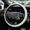 Elastic Stretch Steering Wheel Cover, Steering Wheel Protector, 15 Inch Anti-Slip Breathable Microfiber Ice Silk Protection, Easy Carry, Warm in Winter & Cool in Summer for Cars (White) - color: White