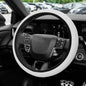 Elastic Stretch Steering Wheel Cover, Steering Wheel Protector, 15 Inch Anti-Slip Breathable Microfiber Ice Silk Protection, Easy Carry, Warm in Winter & Cool in Summer for Cars (White) - color: White