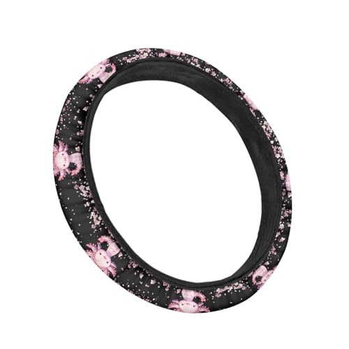 AFPANQZ Cartoon Axolotl Cherry Blossom Car Steering Wheel Cover Non-Slip Rubber Steering Wheel Covers Warm Breathable Steering Wheel Covers Sweat Absorption Car Steering Wheel Covers 15 Inches Pink - color: Axolotl Cherry Blossom