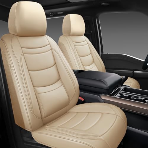 Leather Car Seat Covers Full Set,Universal Fit for Most Cars,SUVs and Sedans,Waterproof Luxury Leatherette Cushions, 5 Seats Protectors (Beige, Full Set-5 Seats(Front and Rear)) - color: Beige, size: Full Set-5 seats(front and rear)