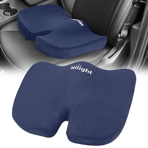 Nilight Car Seat Cushion Blue Velvet Gel Memory Foam Seats Soft and Comfortable Suitable for Daily Life and Driving Relieves Sciatica and Tailbone Pain Improves Drive Vision - color: Blue Velvet