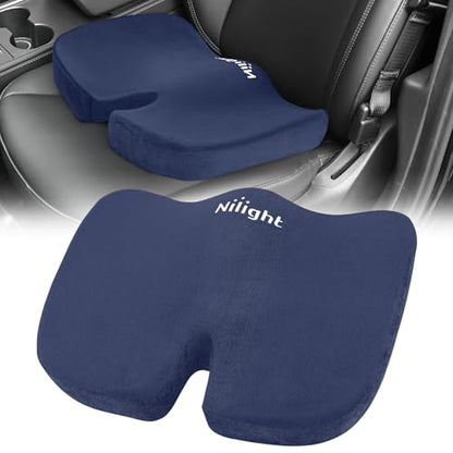 Nilight Car Seat Cushion Blue Velvet Gel Memory Foam Seats Soft and Comfortable Suitable for Daily Life and Driving Relieves Sciatica and Tailbone Pain Improves Drive Vision - color: Blue Velvet