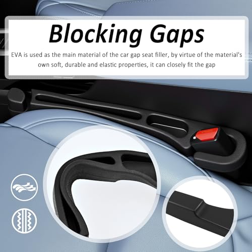 2PCS 3 in 1 Car Seat Gap Filler Organizer with Emergency Hammer,Upgraded Car Seat Gap Plug with Storage Slot & Cars Hook,Versatile in Between Cars Seats Catcher for Gaps Blocking