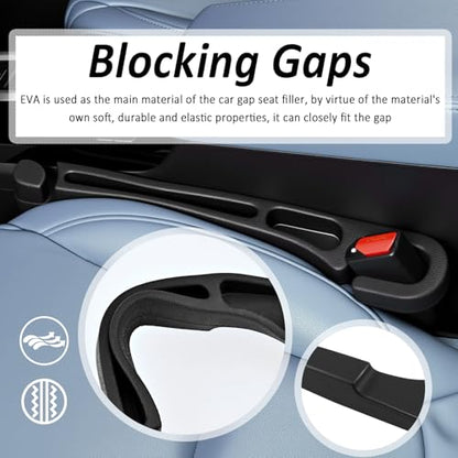 2PCS 3 in 1 Car Seat Gap Filler Organizer with Emergency Hammer,Upgraded Car Seat Gap Plug with Storage Slot & Cars Hook,Versatile in Between Cars Seats Catcher for Gaps Blocking