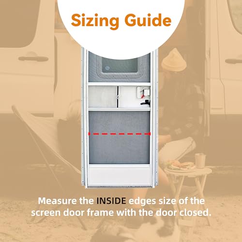 RV Screen Door Protector Adjusts from 21.5"- 35", RV Entry Screen Door Grille Adjustable Screen Defender for RV Door Camper Screen Door Protector for Dogs Kids