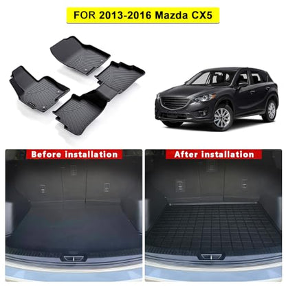 TPE Floor Mats for Mazda CX5 2013-2016 All Weather Car Floor Liners Fit Mazda CX5 2013-2016 Accessories Black - size: 2013-16|For Mazda CX5|1st&2nd