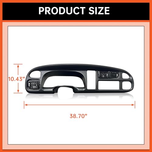 ECOTRIC Dash Board Cluster Bezel Cover Compatible with 1998-2002 Dodge Ram 1500 2500 3500 Instrument Pad Panel Dashboard Kit w/Vents Replacement for 5GK51DX9AA 5EU11DX9AB - Clips Included - size: Dash Bezel W/ Vents