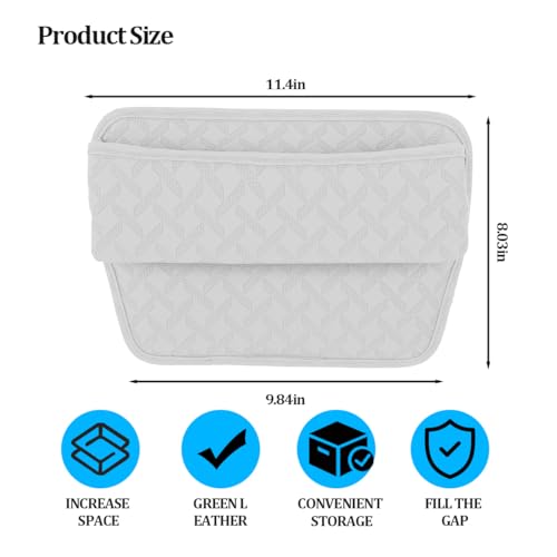 Car Seat Gap Filler Organizer, Leather Console Side Gap Filler Storage Box for Storing Phones Keys, No-Drop Automotive Seat Crevice Blocker Organizer, Universal for Truck SUV Sedan (White)