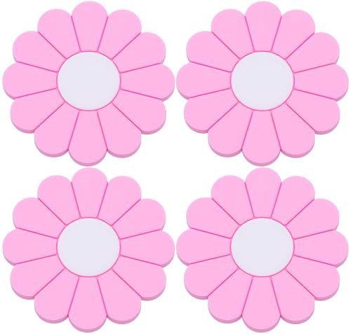 4-Pack Car Cup Holder Coaster Inserts, Daisy Shape, 2.75 Inch Non-Slip Silicone Cup Holder Insert, Universal Non-Slip Cup Holders, Car Accessories Interior for Women and Man (Pink) - color: Pink, size: 4 pcs