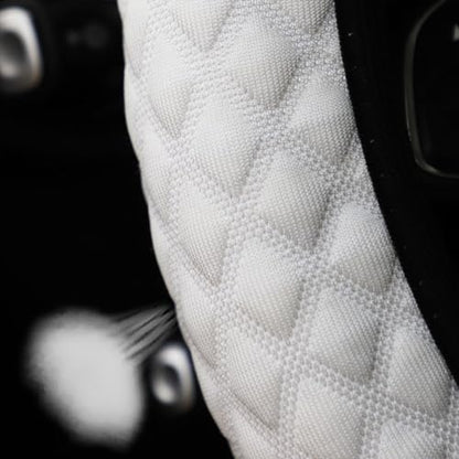zipelo Elastic Stretch Steering Wheel Cover, Microfiber Breathable Ice Silk, Universal 15 Inch Anti-Slip Car Steering Wheel Protector, Warm in Winter and Cool in Summer, for Men and Women (White) - color: White