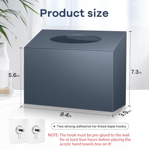 Acrylic Hand Towel Box Cover Compatible with Kleenex Disposable Hand Towels Wall-Mounted Paper Towel Dispenser Suitable for Tabletop, Bathroom, Car, and Office Use Valentine's Day Gifts (Grey) - color: Grey